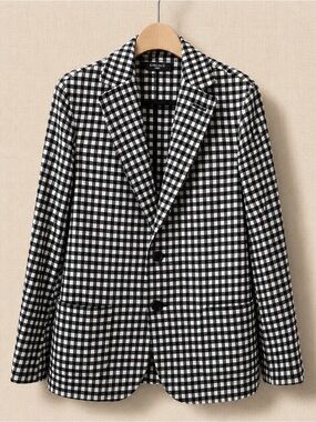Circolo 1901 Gingham Knit Blazer Stretch Jacket Italy Quiet Luxury